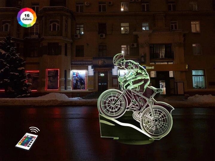 3D нічник "Велосипед 3" (ЗБІЛЬШЕНИЙ ЗОБРАЖЕННЯ) + пульт ДК + мережевий адаптер батарейки (3ААА) 3DTOYSLAMP від компанії Polmart - фото 1