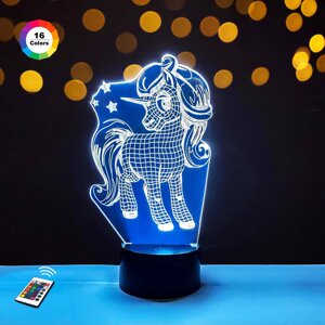 3D-нічник "my little pony 2"волічне зображення)+ пульт дк+ батарейки (3 ааа)  3dtoyslamp