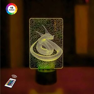 3D нічник "змія"волічне зображення) + пульт дк + батарейки (3аа)  3dtoyslamp