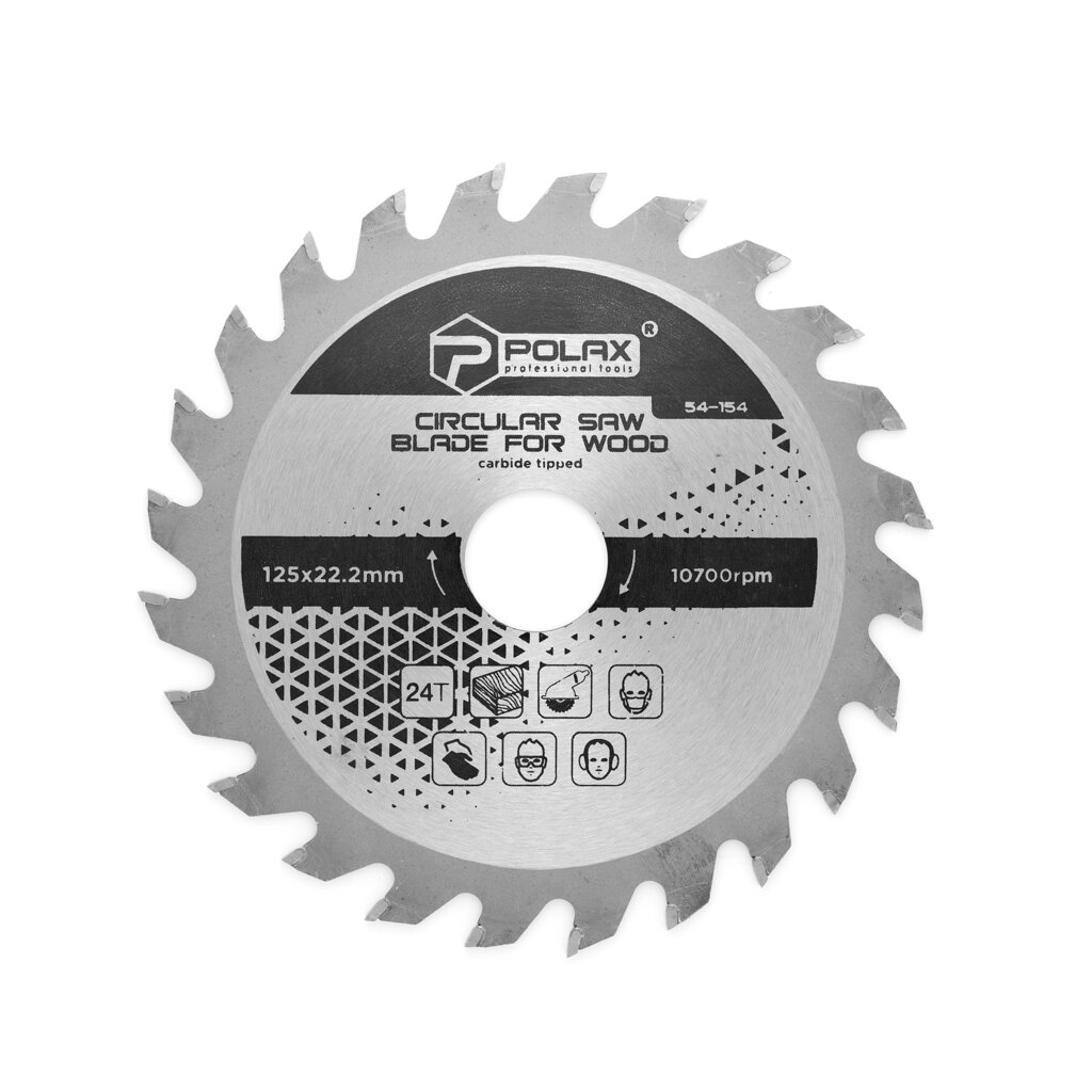 Диск пильний Polax по дереву з твердосплавними напайками 125x22.2/20, 24Т (54-154) від компанії Polmart - фото 1
