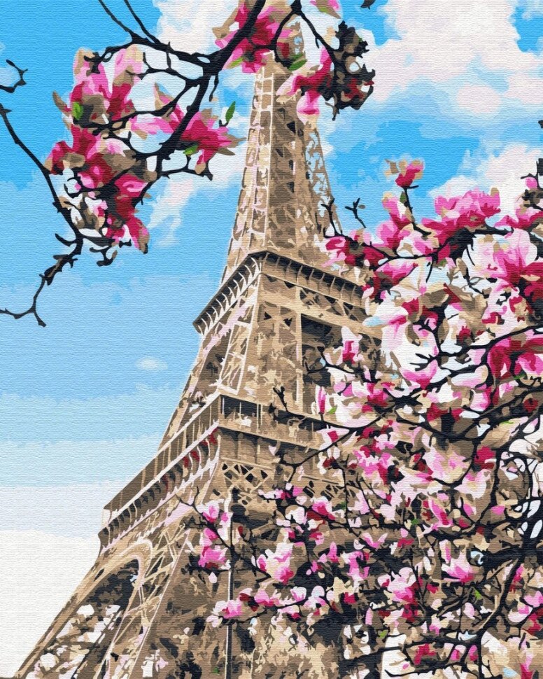 Картина за номерами. Brushme "Цвітіння магнолій у Парижі" GX32320, 40х50 см від компанії Polmart - фото 1
