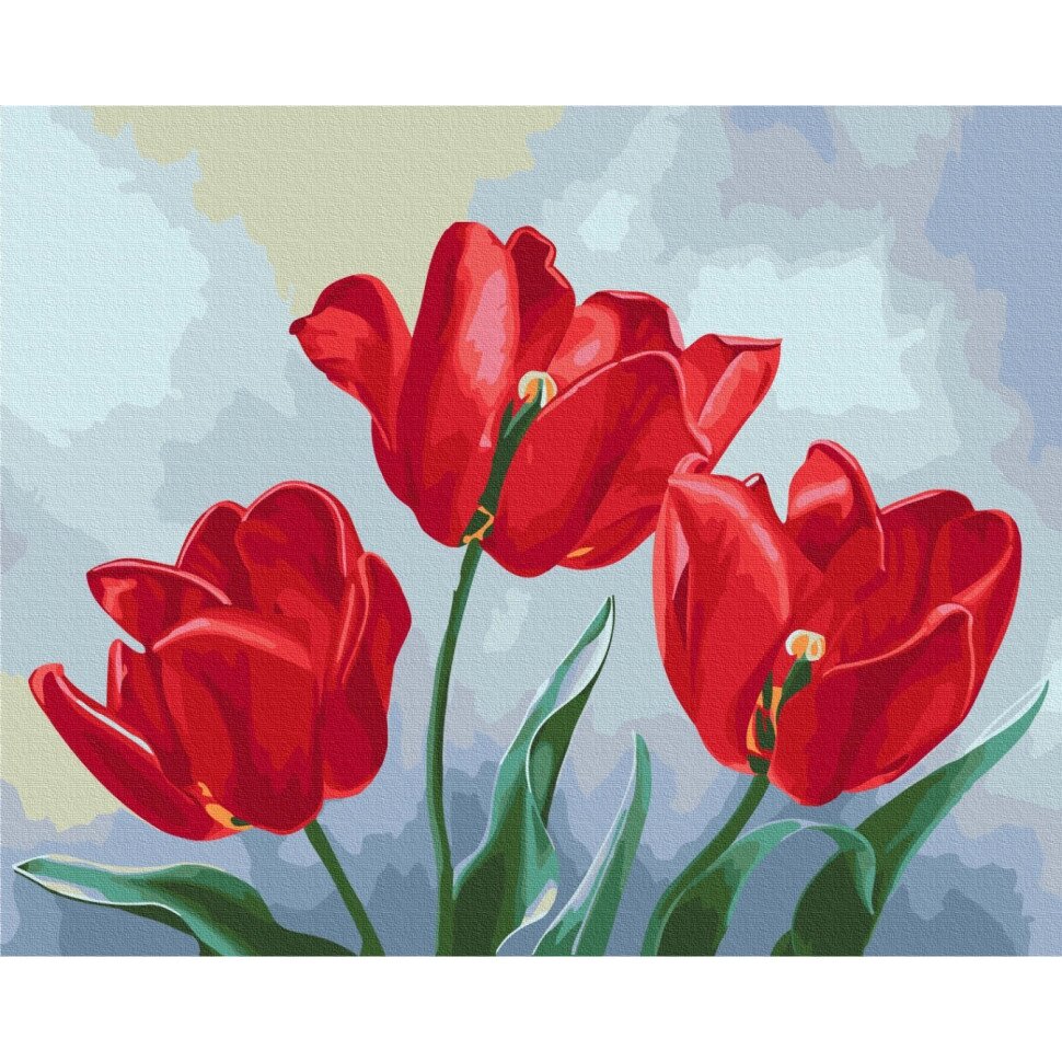 Картина за номерами "Червоні тюльпани"  Anna Steshenko Brushme BS53916 40x50 див від компанії Polmart - фото 1