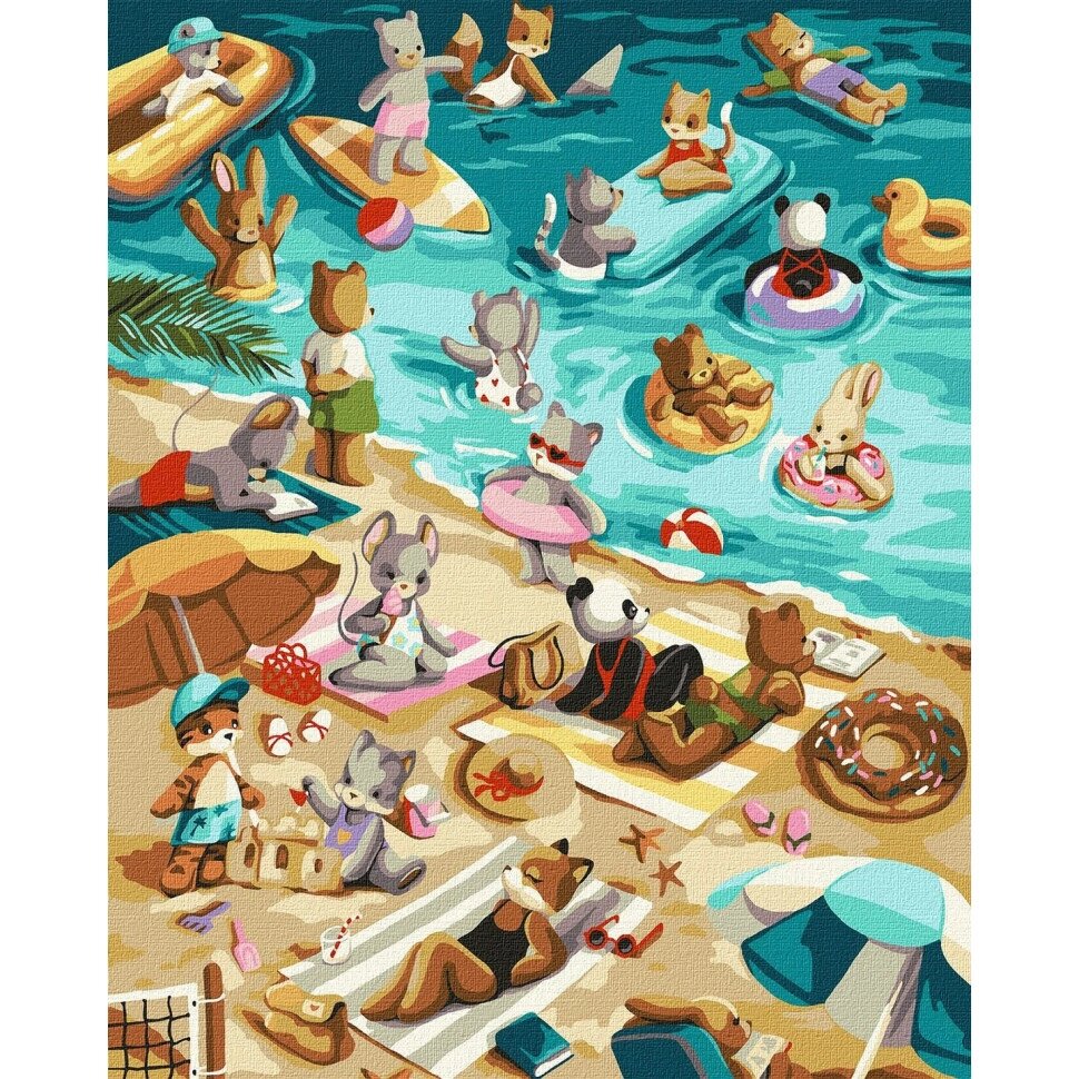 Картина за номерами "Пляжні забави" tanya_bonya KHO6521 40х50 см від компанії Polmart - фото 1