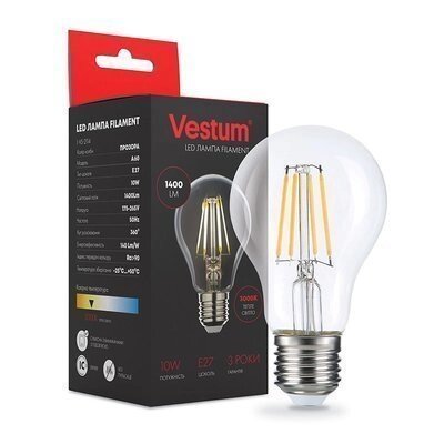 Лампа LED Vestum філамент А60 Е27 10Вт 220V 4100К від компанії Polmart - фото 1