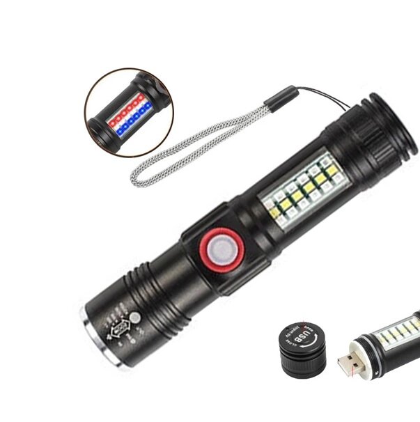 Ліхтар SY-1903C-P50+SMD+RGB, Alarm, Li-Ion акумулятор, ремінець, ЗУ USB від компанії Polmart - фото 1