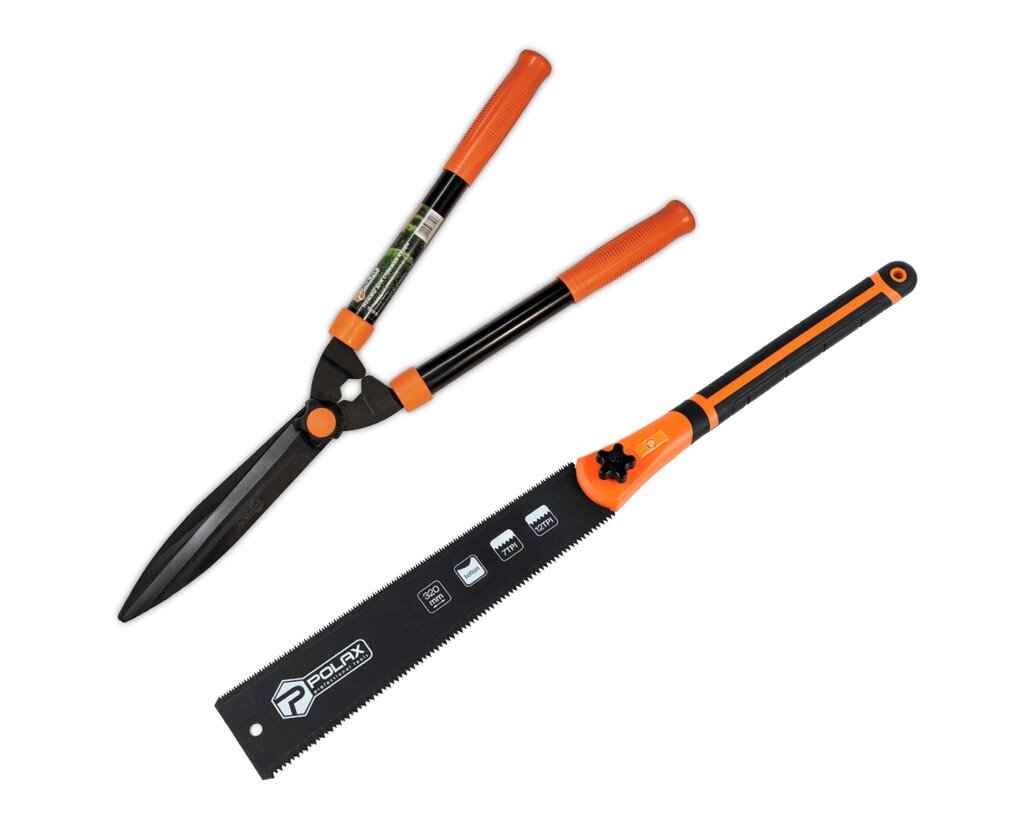 Набір садових інструментів Polax ножиці для стрижки кущів і ножівка по дереву (770-15) від компанії Polmart - фото 1