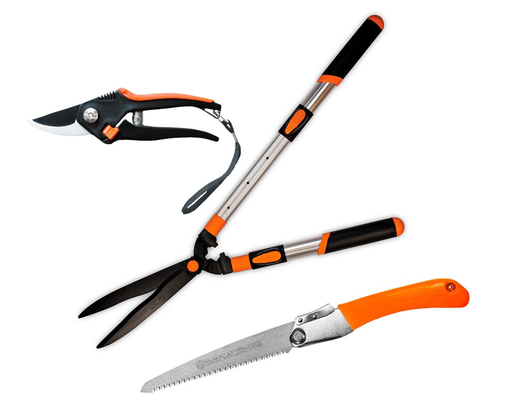 Набір садових інструментів Polax секатор, ножівка, ножиці для стижки кущів (770-11) від компанії Polmart - фото 1