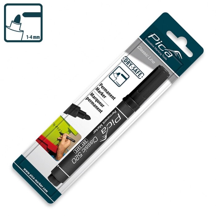 Перманентний маркер Pica Classic 520/46 Permanent Marker bullet tip, чорний від компанії Polmart - фото 1