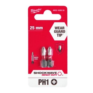 Насадка Milwaukee Shockwave ph1 25 мм (2 шт.)