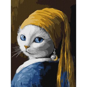 Картина за номерами "Кішка з перлиною сережкою" KHO6687 Ідейка 30х40 см