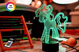 3D ночник "My Little Pony" (УВЕЛИЧЕННОЕ ИЗОБРАЖЕНИЕ) + пульт ДУ +сетевой адаптер +батарейки (3ААА)  3DTOYSLAMP