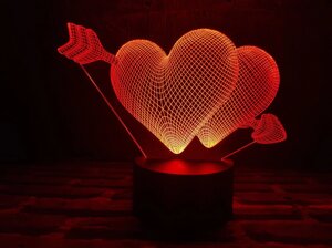 Змінна пластина для 3D ламп "Два серця зі стрілою" 3DTOYSLAMP