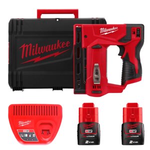 Степлер скобозабивний акумуляторний MILWAUKEE M12 BST-202X (ЗУ+2акк. Х2ач+HDкейс)