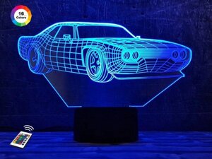 3D нічник "Автомобіль 29" (ЗБІЛЬШЕНИЙ ЗОБРАЖЕННЯ) + пульт ДК + мережевий адаптер + батарейки (3ААА) 3DTOYSLAMP