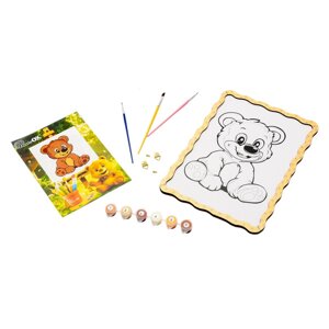 Картина за номерами "Ведмедик" Puz-22942 формат А4 пензлик, фарби, кріплення для стіни