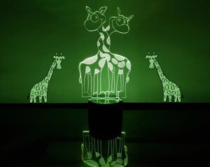 Дитячий нічник - світильник "Закохані жирафіки" 3DTOYSLAMP