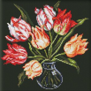 Алмазна мозаїка "Витончені тюльпани" kovtun_olga_art Ідейка AMC7688 без підрамника 30х30 см