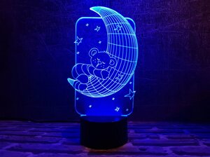 Дитячий нічник "Ведмедик на місяці" 3DTOYSLAMP