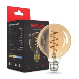 Лампа LED Vestum філамент "вінтаж" golden twist G95 Е27 4Вт 220V 2500К