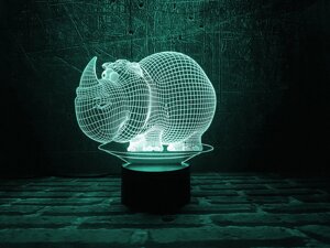 Дитячий нічник - світильник "Носоріг" 3DTOYSLAMP