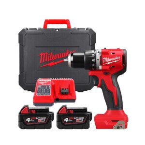Дриль-шуруповерт акумуляторна безщіткова ударна MILWAUKEE M18 BLPDRC-402C (60Нм) (ЗУ+2Х4Ач+кейс)