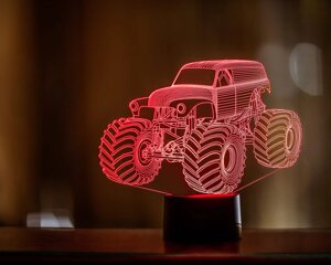 3D ночник "Автомобиль 38" (УВЕЛИЧЕННОЕ ИЗОБРАЖЕНИЕ) + пульт ДУ +сетевой адаптер + батарейки (3ААА)  3DTOYSLAMP