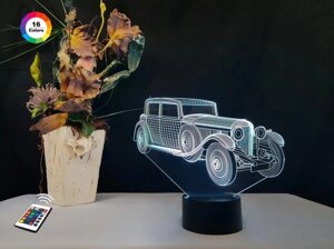 3D ночник "Автомобиль 11" (УВЕЛИЧЕННОЕ ИЗОБРАЖЕНИЕ) + пульт ДУ + сетевой адаптер + батарейки (3ААА)  3DTOYSLAM