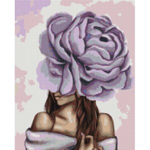 Алмазна мозаїка "Дама з фіолетовим піоном" DBS1070 Brushme 40х50 см