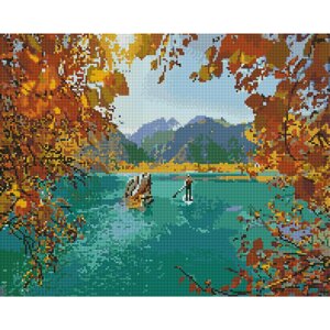 Алмазна мозаїка "Прогулянка по гірському озеру" DBS1017 Brushme 40х50 см