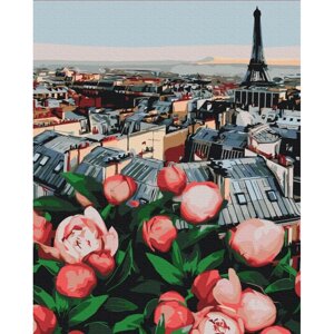 Картина за номерами "Півонії з видом на Париж" BS53781, 40х50 см