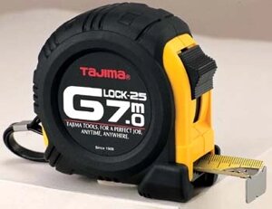 Рулетка будівельна міцна TAJIMA G-LOCK, G5P70MY - 7м25мм