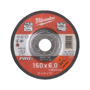 Диск зачисний по металу MILWAUKEE, SG 27/150х6 PRO+, Ø150мм