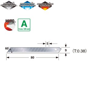 Леза сегментні 9мм TAJIMA Endura-Blade LB30-50H, 50 шт.