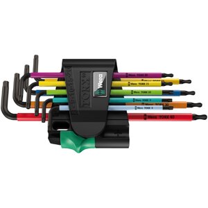 Набір Г-подібних ключів WERA, 967/9 TX BO Multicolour 1 BlackLaser, 05024335001