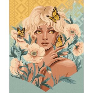 Картина за номерами "Дівчина з метеликами" pollypop92 KHO2542 40х50 см Ідейка