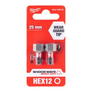 Насадка Milwaukee Shockwave HEX12 25 мм (2 шт.)
