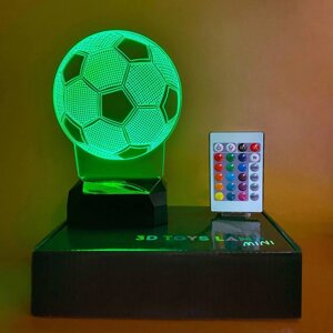3D світильник-нічник "Футбольний м'яч" + пульт + акумулятор 3DTOYSLAMP MINI