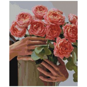 Алмазна мозаїка "Букет піоновидних троянд" DBS1045 Brushme 40х50 см