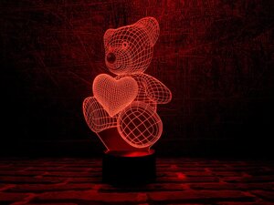 Змінна пластина для 3D ламп "Ведмедик з серцем" 3DTOYSLAMP