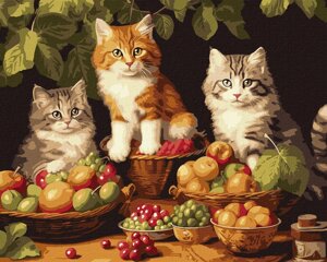 Картина за номерами "Котики та фрукти" KHO6586 40х50см