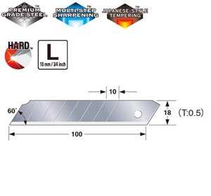Сегментні леза Premium 18мм TAJIMA DORA Endura Blades CB50, 10 шт.