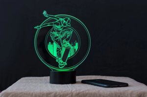 Змінна пластина для 3D світильників "Скейтбордист" 3DTOYSLAMP