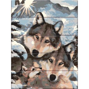 Картина за номерами по дереву "Вовки" ASW013 30х40 см