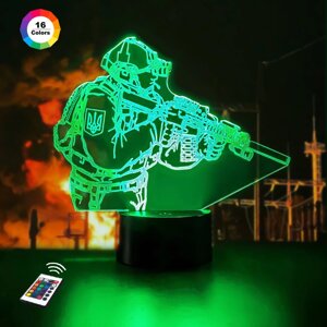 3D нічник "Захисник" (ЗБІЛЬШЕНИЙ ЗОБРАЖЕННЯ) + пульт ДК + мережевий адаптер + батарейки (3ААА) 3DTOYSLAMP