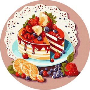 Картина за номерами "Фруктовий десерт" KHO-R1030 діаметр 33 см