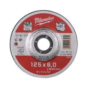 Диск зачисний по металу MILWAUKEE, SG 27/125х6, Ø125мм