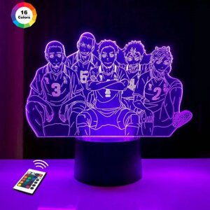 3D -нічне світло "Волейбольна команда" (збільшення зображення) подарункова упаковка + 16 кольорів + пульт дистанційного керування