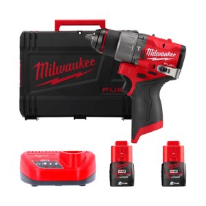 Дриль-шуруповерт акумуляторна безщіткова ударна MILWAUKEE M12 FPD2-202X (37Нм) (ЗУ+2Х2Ач+HDкейс)