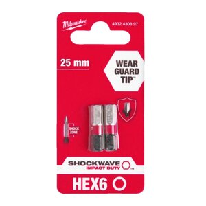Насадка Milwaukee Shockwave Hex6 25 мм (2 шт.)