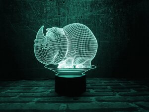 Змінна пластина для 3D світильників "Носоріг" 3DTOYSLAMP